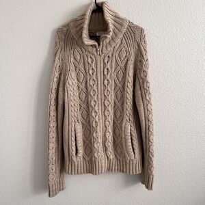 Thane Men's XL Vintage Sweater Cable Knit Mock Neck  Fisherman Sweater
